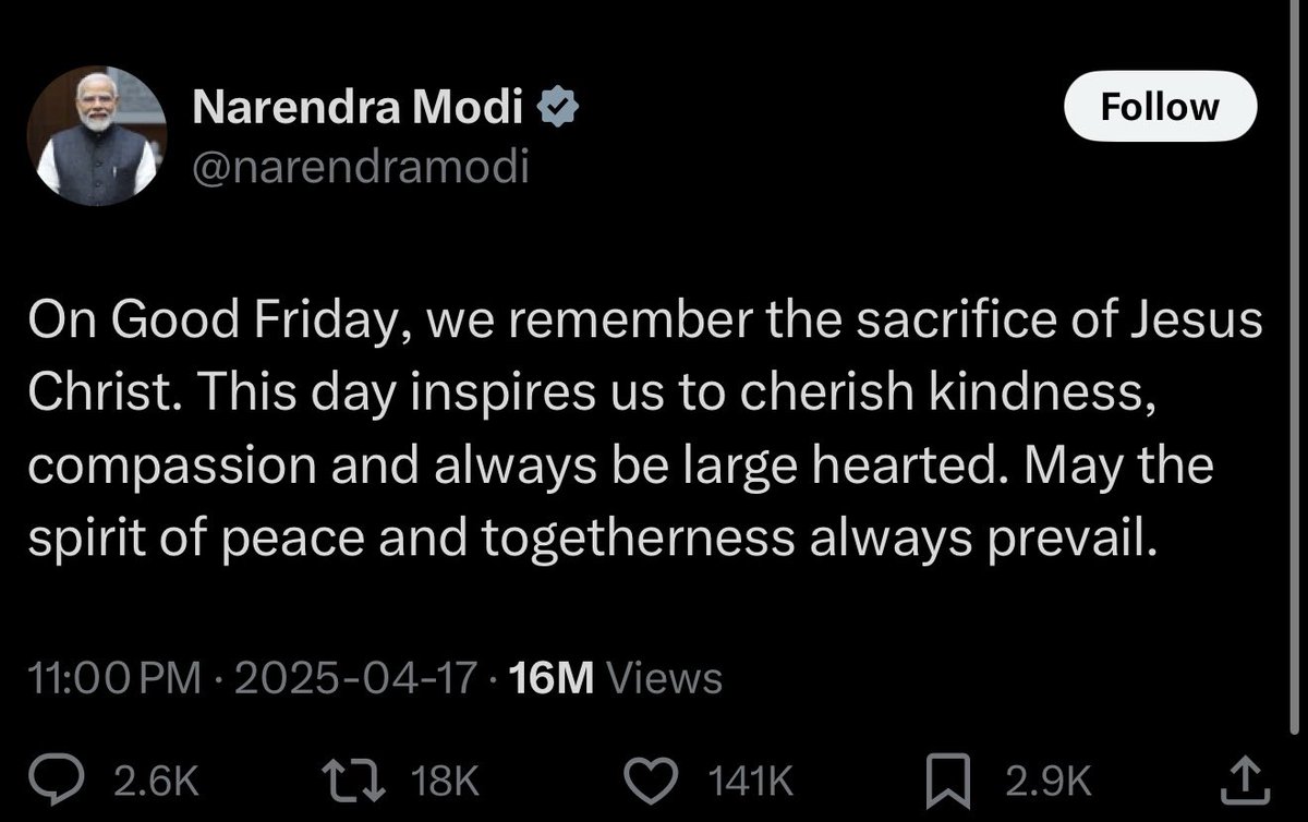 mario4thenorth's tweet image. Carney is a complete embarrassment. 

Look at what Modi, the Prime Minister of India, posted. What a beautiful message. 

Carney, our Prime Minister, could care less. He has not posted a single thing for Good Friday!

He is not worthy of leading Canada.