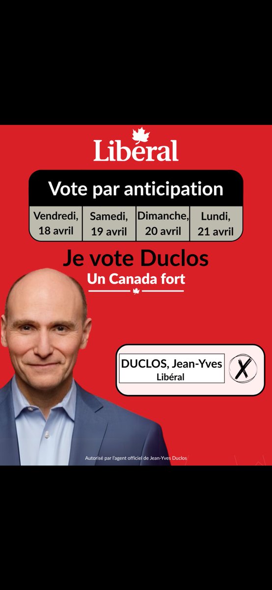 Le vote par anticipation a débuté ce matin, vendredi 18 avril, à 9 h et se termine lundi 21 avril, à 21 h.

N’hésitez pas à aller voter dès cette fin de semaine pour exercer votre devoir de citoyen.

Bon vote !