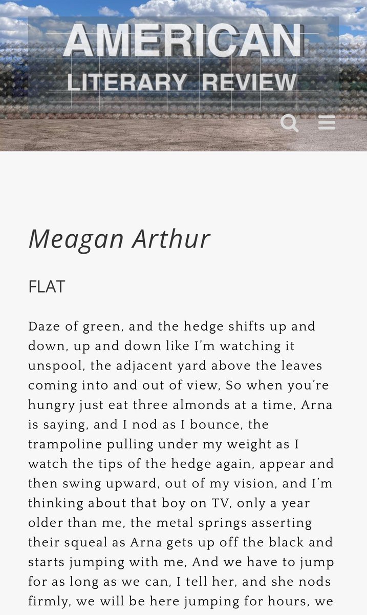 m_e_arthur's tweet image. My prose poem “FLAT” is in the Spring issue of @ALitReview! Happy to be featured alongside lots of amazing work and truly mind blowing art by Kathleen Frank. Read here: americanliteraryreview.com/2025/04/15/spr…