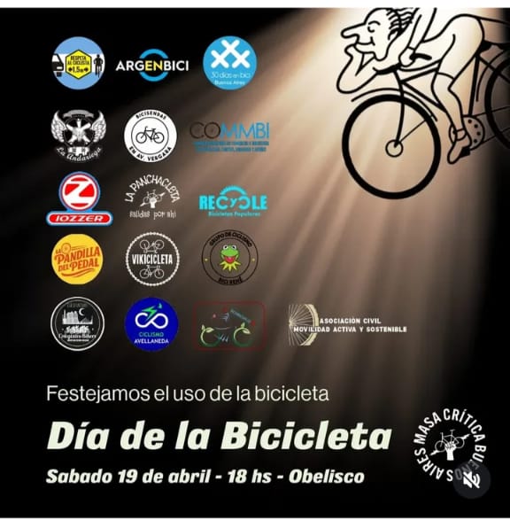 Día de la bicicleta
19 de abril. 18 hs. Obelisco.