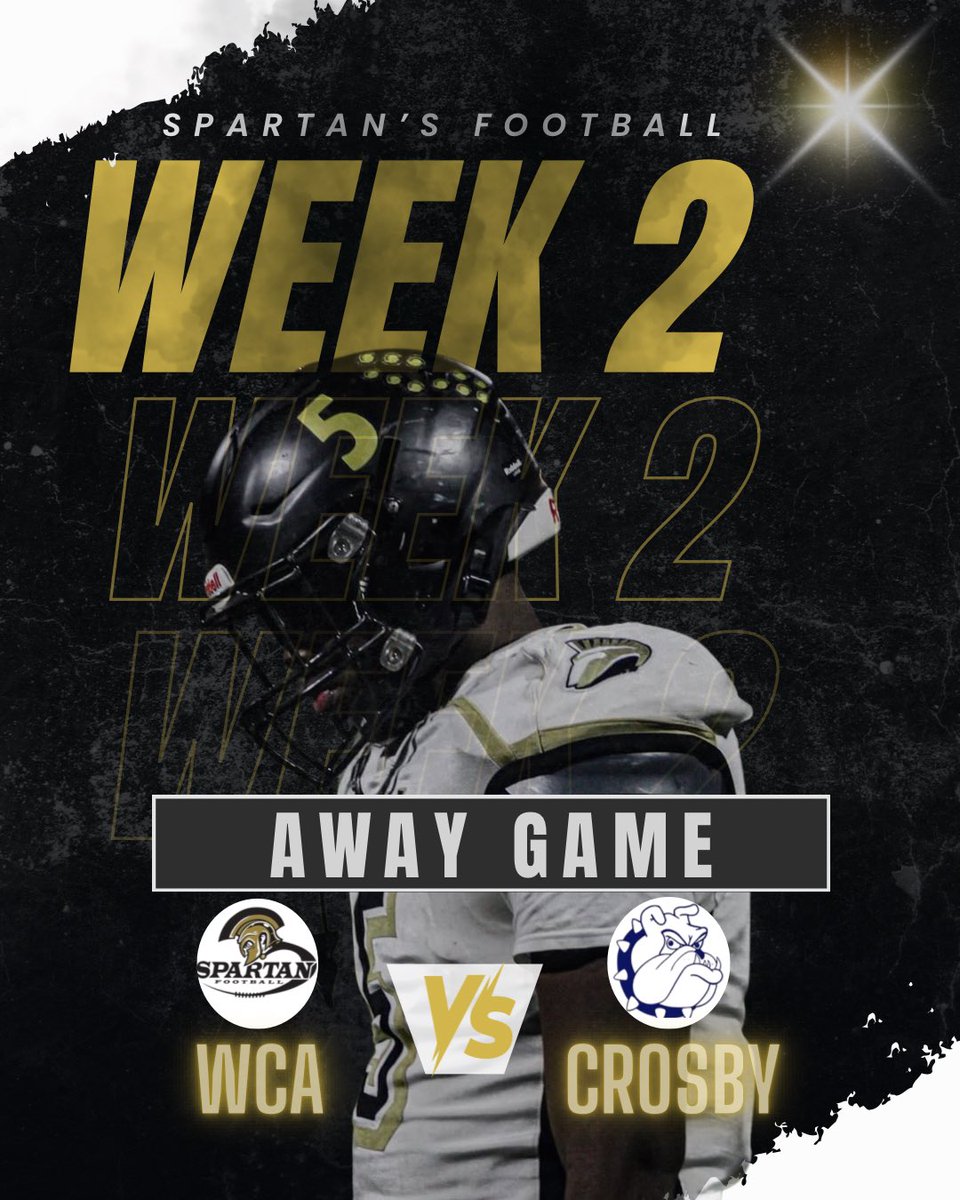 waterbury_fb's tweet photo. Excited to announce the second game of the season! When football season arrives, Week 2 our Spartans will face off against Crosby in an away match.
Stay tuned for more!! โ๏ธ๐ #spartans #wca #career #football #secondgame #week2 https://t.co/urFLQE3FFt