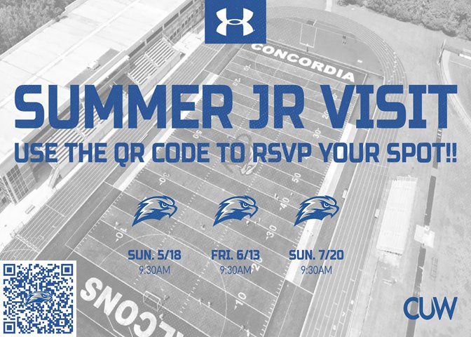 Thank you <a href="/coachcwhite/">Curran White</a> of <a href="/CUWFB/">CUW Falcon Football</a> for the invite!!!
<a href="/CoachCarterIII/">Julius Carter III</a> 
<a href="/GWCPFootball/">GWCP Football</a>