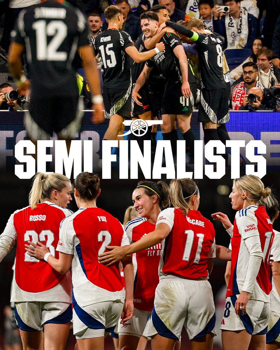 Arsenal's tweet image. Champions League semi-finalists in the same season for the very first time.
Part one begins tomorrow.
The Arsenal. All of us ๐