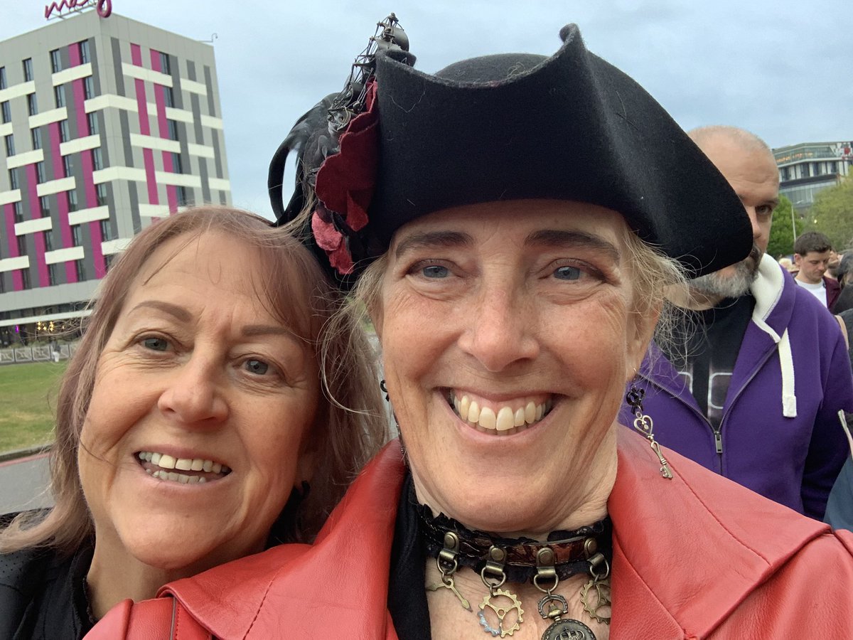 Queuing to get in for WOTW - second time in a week! The chances of that happening are a million to one… #eveofthewar