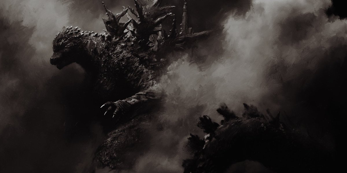 noui_nono's tweet image. Two Godzilla paintings I did a while back