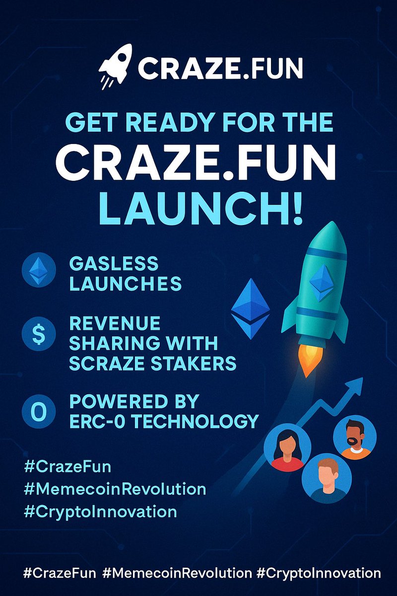 shortyHODL's tweet photo. THE COUNTDOWN IS ON…
The future of memecoins is launching at the end of this month with https://t.co/9MeQXLZtOd — are you ready to lead the charge?

Gasless. Decentralized. Community-powered.
And it’s all built on ERC-0 tech.

Stake $CRAZE. Launch your own tokens.
Share the revenue. Change the game.

#CrazeFun #CryptoInnovation #MemecoinRevolution #ERC0 #Web3Launch