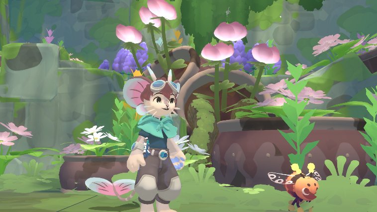 Some pretty colors from a cleaned and restored area in Muri: Wildwoods + a bonus bee 🐝💛 #indiegame