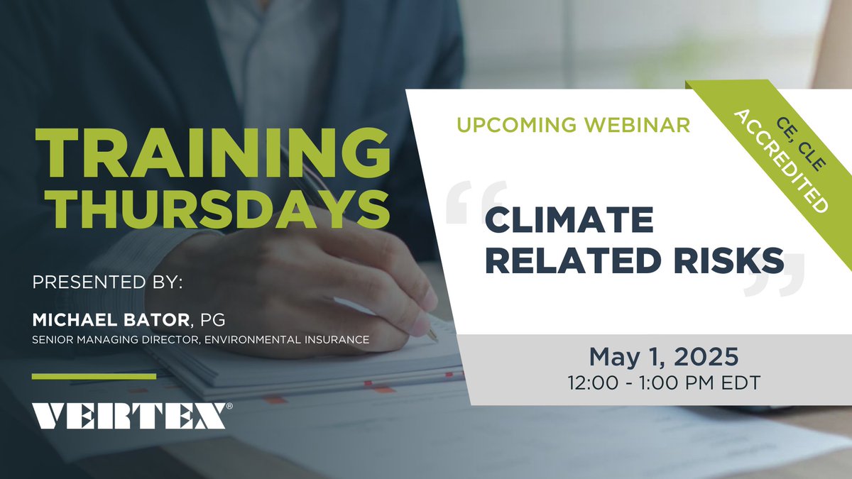 VERTEX411's tweet image. Is your strategy ready for evolving climate risks?

On May 1, Michael Bator, PG, shares insights on how wildfires, extreme weather, and climate shifts impact underwriting, infrastructure, and policy triggers.

Register: bit.ly/3RmqaNF

#EnvironmentalInsurance #VERTEXEng
