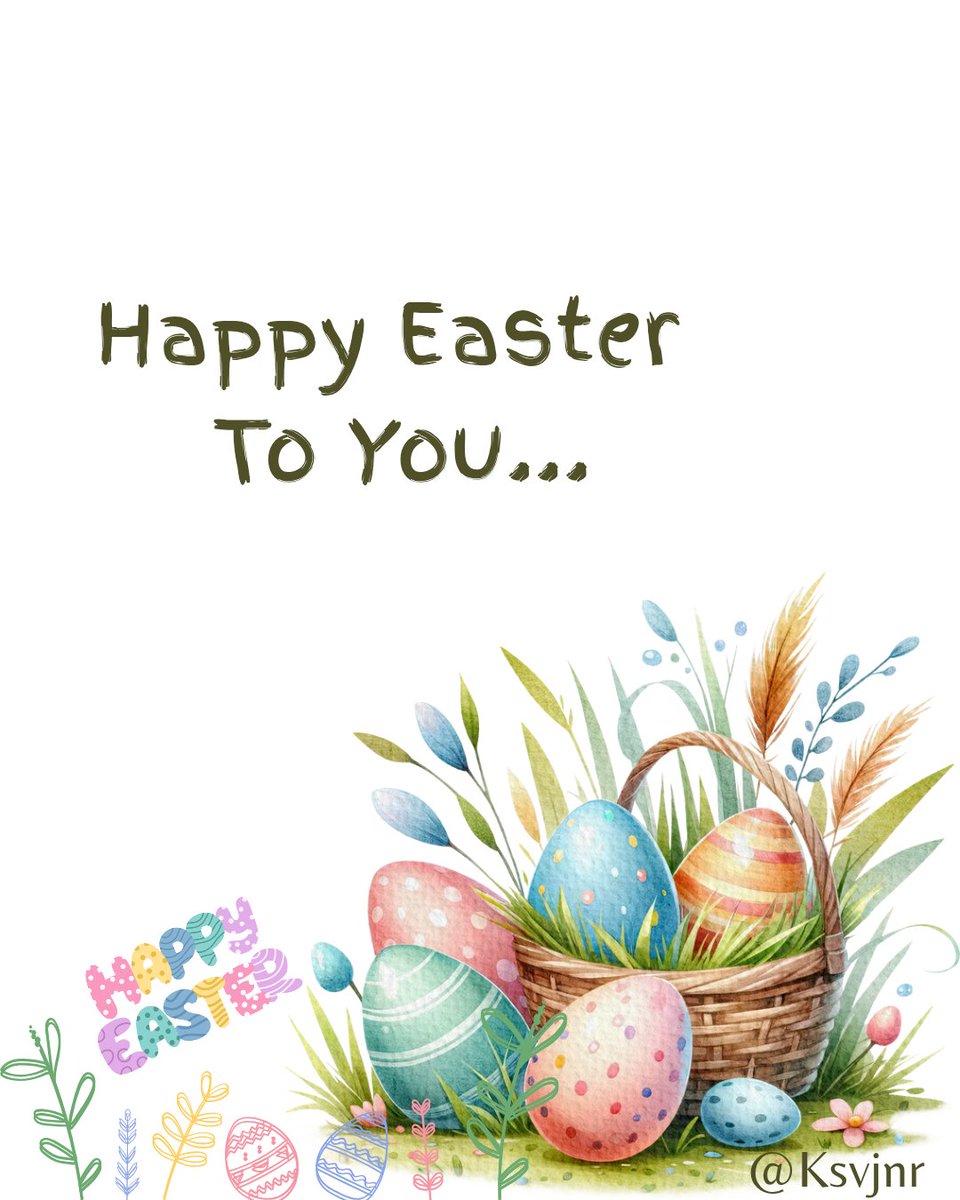 Happy #Easter To You!
Hoping Your 
Easter Basket
Overflows With #Treasures Of 
#Love #Peace &amp; #Happiness!
#GoodFriday blessings too!
Compliments from 
thoughtinspiring.blogspot.com
#EasterEggHunt #EasterWeekend #HappyEaster #Easter2025 #blessings  #Happy #thought #hope #TreasureHunt
