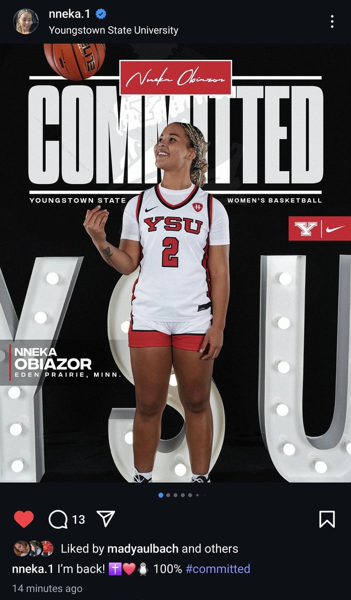 The YSU women have their second transfer commitment in as many days. 

Former Penguin Nneka Obiazor is returning to Youngstown after spending the past few years at UNLV and Grand Canyon. 

She won Horizon League Freshman of the Year at YSU during the 2020-2021 season.