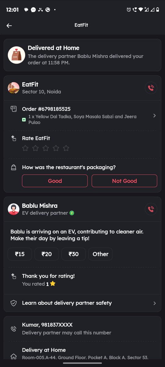 sandy1985super's tweet photo. @zomato @zomatocare @deepigoyal Order is not delivered and marked delivered!! Kindly refund https://t.co/RUDTLFRH70
