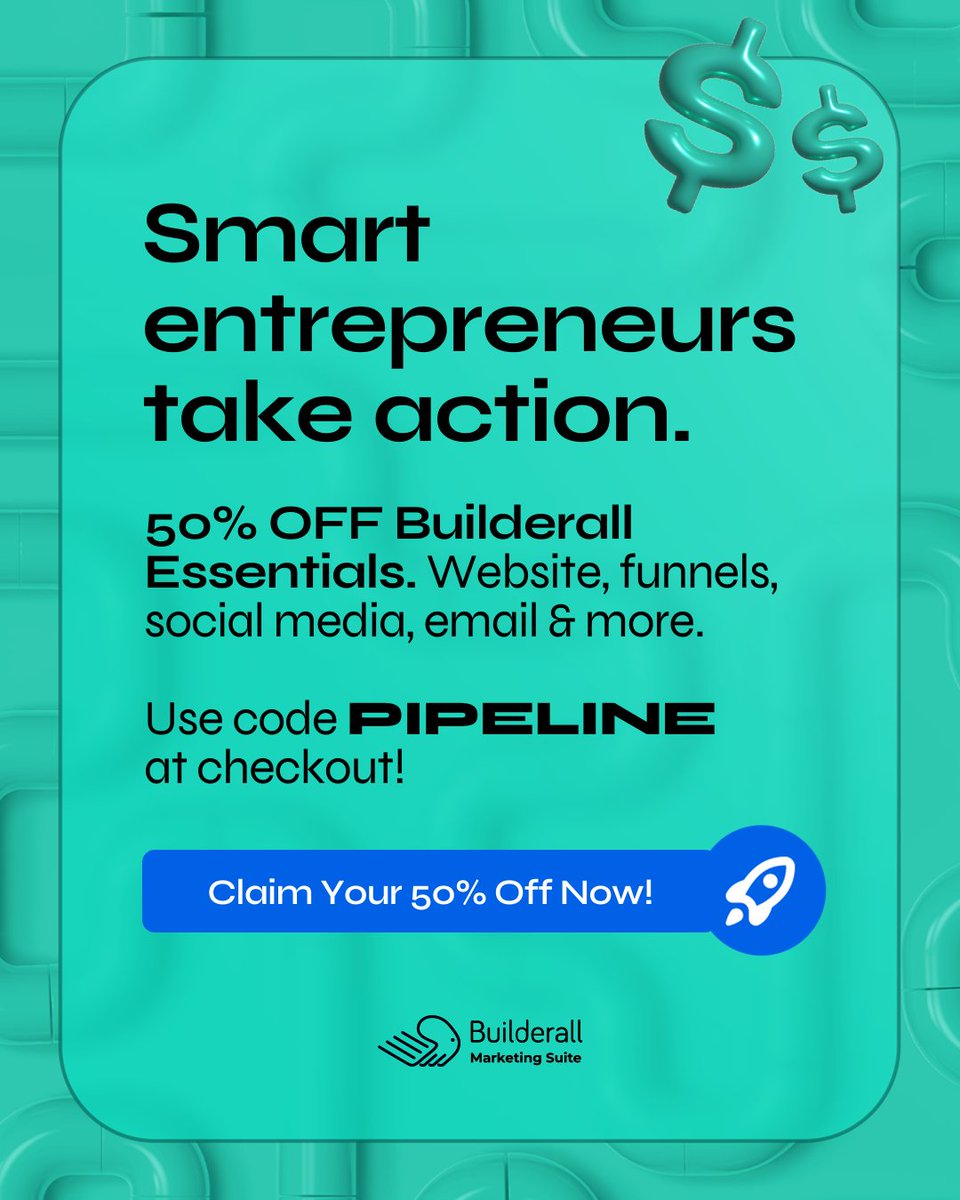 dmurphy26's tweet photo. 📷 Unlock your entrepreneurial potential!
Enjoy 50% OFF the Builderall Essentials Plan. 

From a Website &amp; Funnel Builder to Email Marketing, we've got you covered! 📷

Use code PIPELINE at checkout Log in now: https://t.co/ykkGCp62JK https://t.co/KzM44nuJpD