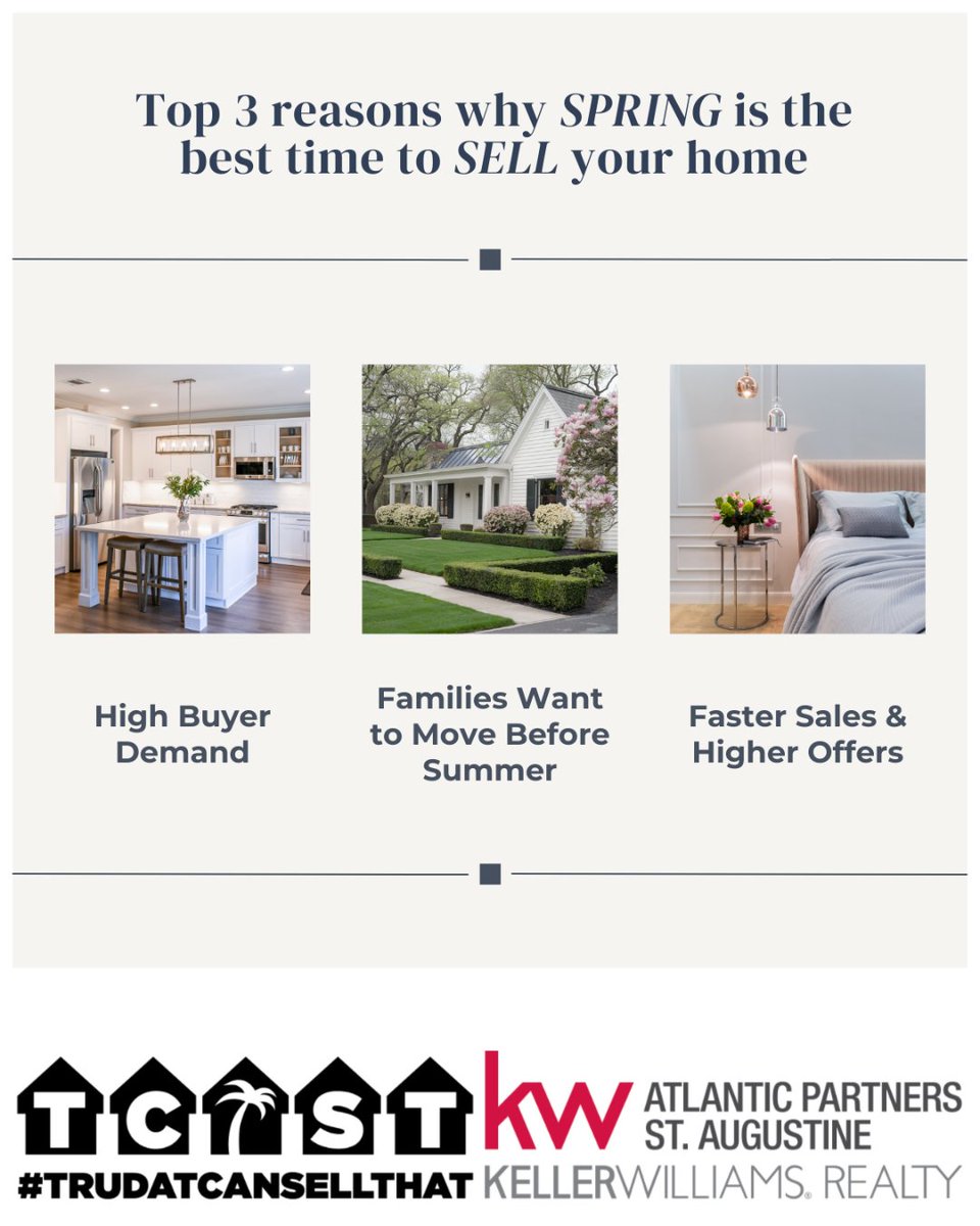 trudatcansell's tweet image. Did you know that Spring is typically the best time of year for the real estate market?

The first step is to evaluate your home and help you understand what it might sell for. Reach out today and we can start the home selling process together!

#springselling #homesellingtip