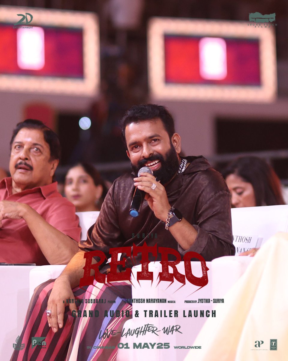 Sakthi Film Factory (@sakthifilmfctry) on Twitter photo The master musician and the ultimate entertainer <a href="/Music_Santhosh/">Santhosh Narayanan</a> sir
#Retro #RetroTrailerLaunch #RetroAudioLaunch #LoveLaughterWar #RetroFromMay1 The master musician and the ultimate entertainer <a href="/Music_Santhosh/">Santhosh Narayanan</a> sir
#Retro #RetroTrailerLaunch #RetroAudioLaunch #LoveLaughterWar #RetroFromMay1
