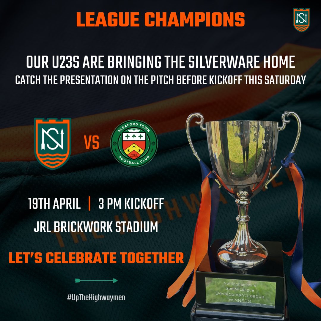 Newark and Sherwood United Football Club (@thehighwaymen_) on Twitter photo ๐๐๐๐ ๐ฎ๐ ๐๐ก๐๐ฆ๐ฉ๐ข๐จ๐ง๐ฌ!๐
<a href="/highwaymen_u23s/">NSUFC u23s</a> have done it โ League Champions!
Tomorrow we will be celebrating their incredible achievement with a trophy presentation on the pitch before kick off ๐๐๐๐ ๐ฎ๐ ๐๐ก๐๐ฆ๐ฉ๐ข๐จ๐ง๐ฌ!๐
<a href="/highwaymen_u23s/">NSUFC u23s</a> have done it โ League Champions!
Tomorrow we will be celebrating their incredible achievement with a trophy presentation on the pitch before kick off