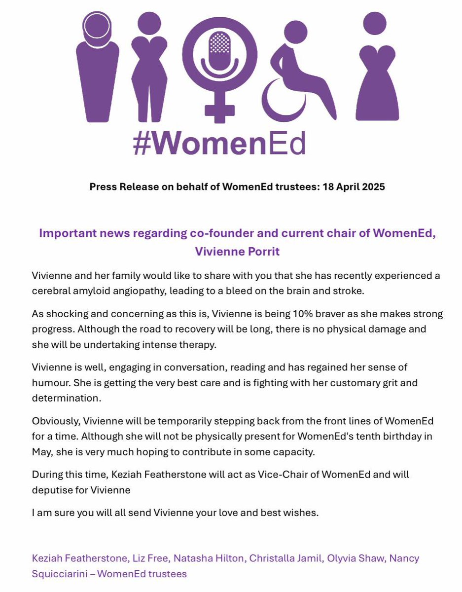 Christalla Jamil FCCT (@christallaj) on Twitter photo An important update on behalf of the WomenEd trustees <a href="/WomenEd/">WomenEd 10%Braver #DisruptiveWomen</a> 💜 An important update on behalf of the WomenEd trustees <a href="/WomenEd/">WomenEd 10%Braver #DisruptiveWomen</a> 💜