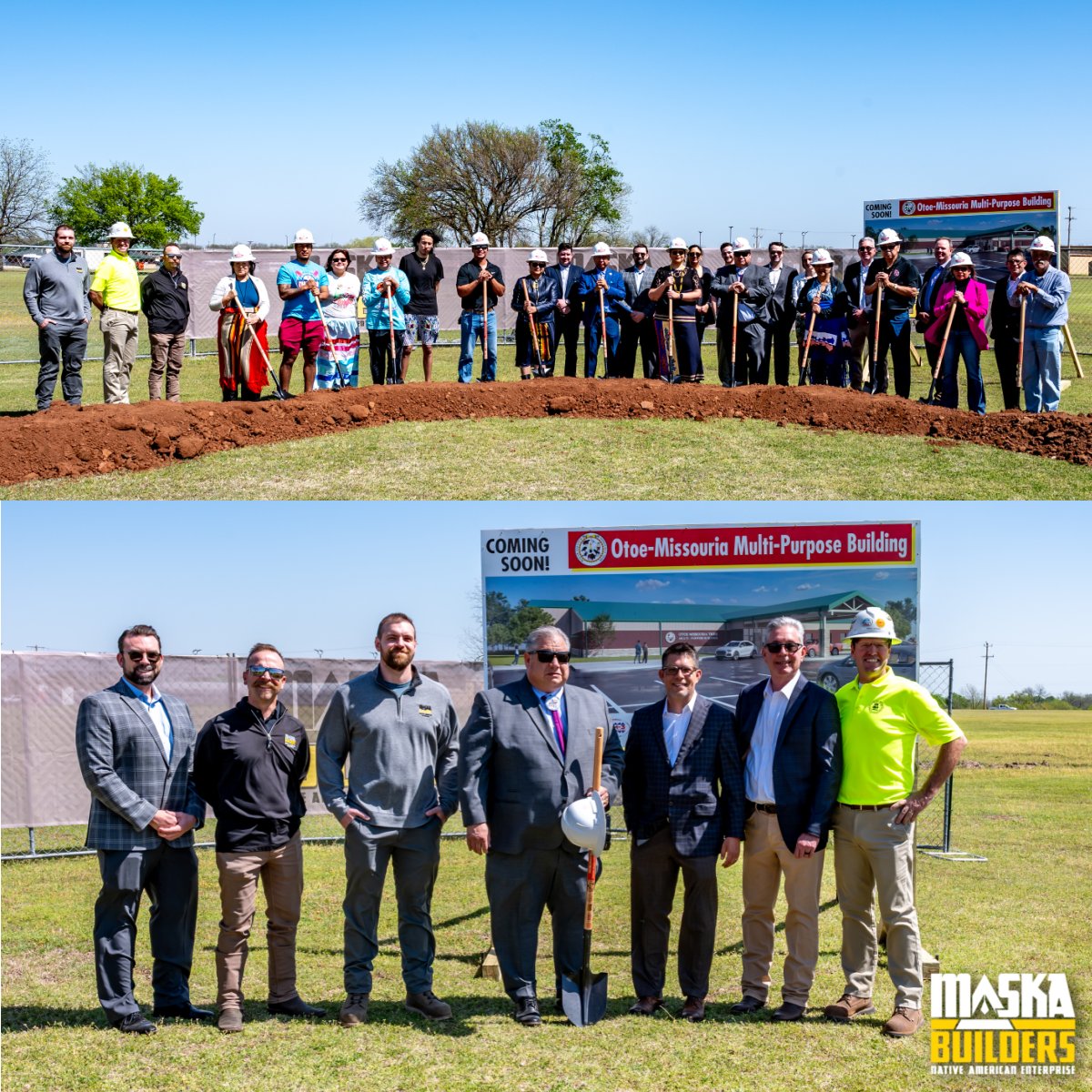 MaskaBuilders's tweet image. Ground is broken! 🚧 Honored to partner with the Otoe-Missouria Tribe on their new Multi-Purpose Building. Big things ahead! #MaskaBuilders #NativeOwned #Groundbreaking