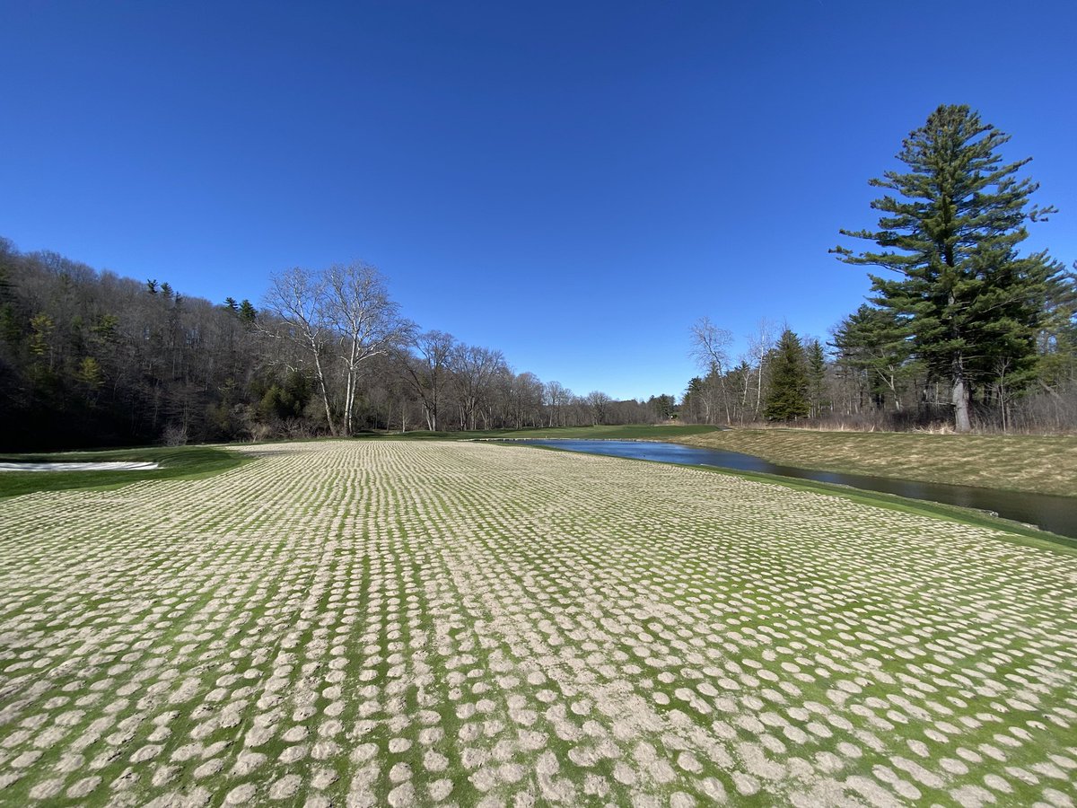 GriffithsJayson's tweet photo. With no functional irrigation and following 108 tons of sand…we are thankful for the free precipitation…👌🙏🧩✅. #springrenovations. https://t.co/4jOnopwdiN