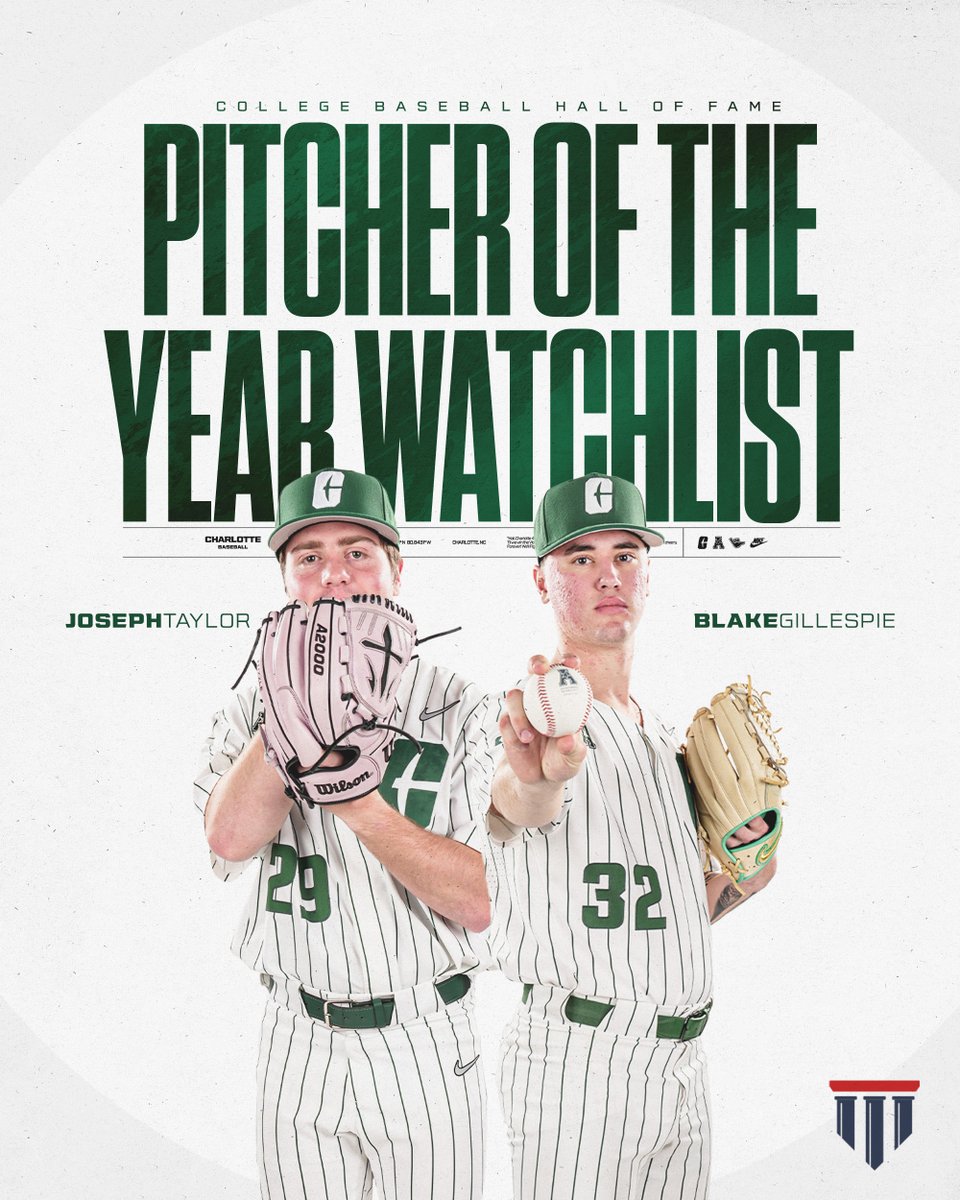 Charlotte Baseball (@charlottebsb) on Twitter photo ๐๐๐ญ๐ข๐จ๐ง๐๐ฅ ๐๐๐ญ๐๐ก ๐๐ข๐ฌ๐ญ ๐
<a href="/BlakeGillespi13/">Blake Gillespie</a> and <a href="/joseph_taylor44/">Joseph Taylor</a> have both been named to the <a href="/CollegeDiamonds/">CollegeBaseballHoF</a> National Pitcher of the Year Watch List!
๐ฐยป clt49e.rs/4lE2rGr
#GoldStandard x #9ATC ๐๐๐ญ๐ข๐จ๐ง๐๐ฅ ๐๐๐ญ๐๐ก ๐๐ข๐ฌ๐ญ ๐
<a href="/BlakeGillespi13/">Blake Gillespie</a> and <a href="/joseph_taylor44/">Joseph Taylor</a> have both been named to the <a href="/CollegeDiamonds/">CollegeBaseballHoF</a> National Pitcher of the Year Watch List!
๐ฐยป clt49e.rs/4lE2rGr
#GoldStandard x #9ATC