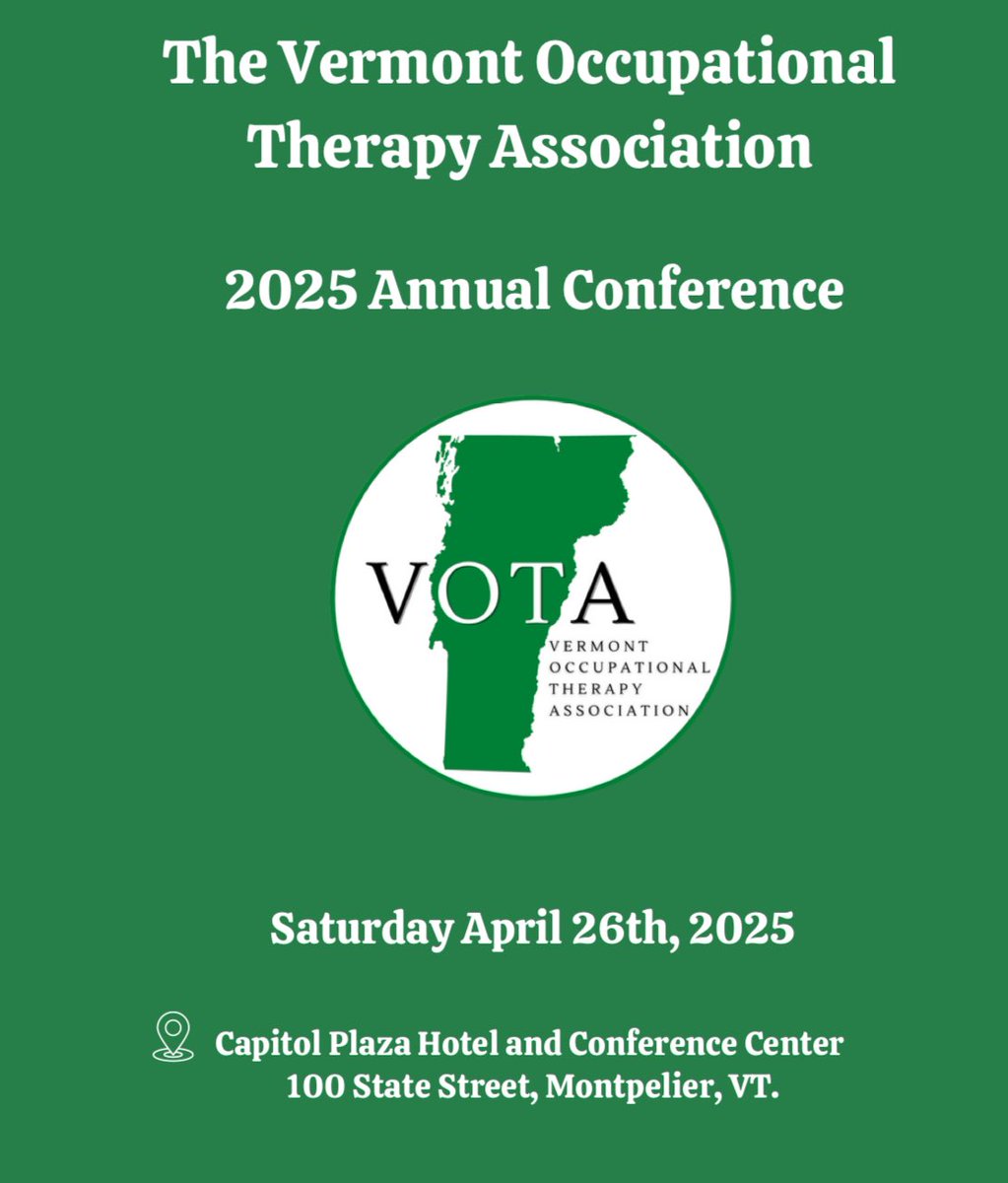 802OT's tweet photo. 🎉🎉🎉 VOTA 2025 Annual Conference 🎉🎉🎉
‼️‼️‼️Registration closes April 22nd!!! ‼️‼️‼️6.6 CEUs
Members of OT Associations throughout New England register at the VOTA member rate. 
Great vendors, prizes, and networking with amazing OTPs. 
Register today! https://t.co/VAq7aUSvwU https://t.co/4MZ2y8cKjy