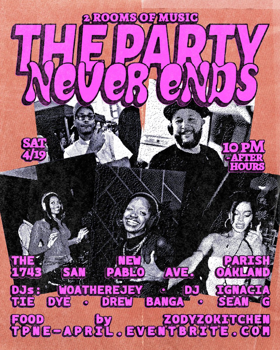 DeeJaySeanG's tweet photo. SATURDAY NIGHT 🌙🌙🌙

TPNE: THE PARTY NEVER ENDS

DJs INSIDE &amp; OUTSIDE

@jazminlabrie 
@djignacia
@woatherejey
@DeeJaySeanG 
@DREWWWWW____ 

FOOD BY ZODY ZO @AOBZO 

10PM-AFTERHOURS

@thenewparish 

Tickets https://t.co/evO5m6OWnB https://t.co/vpkmECl04c