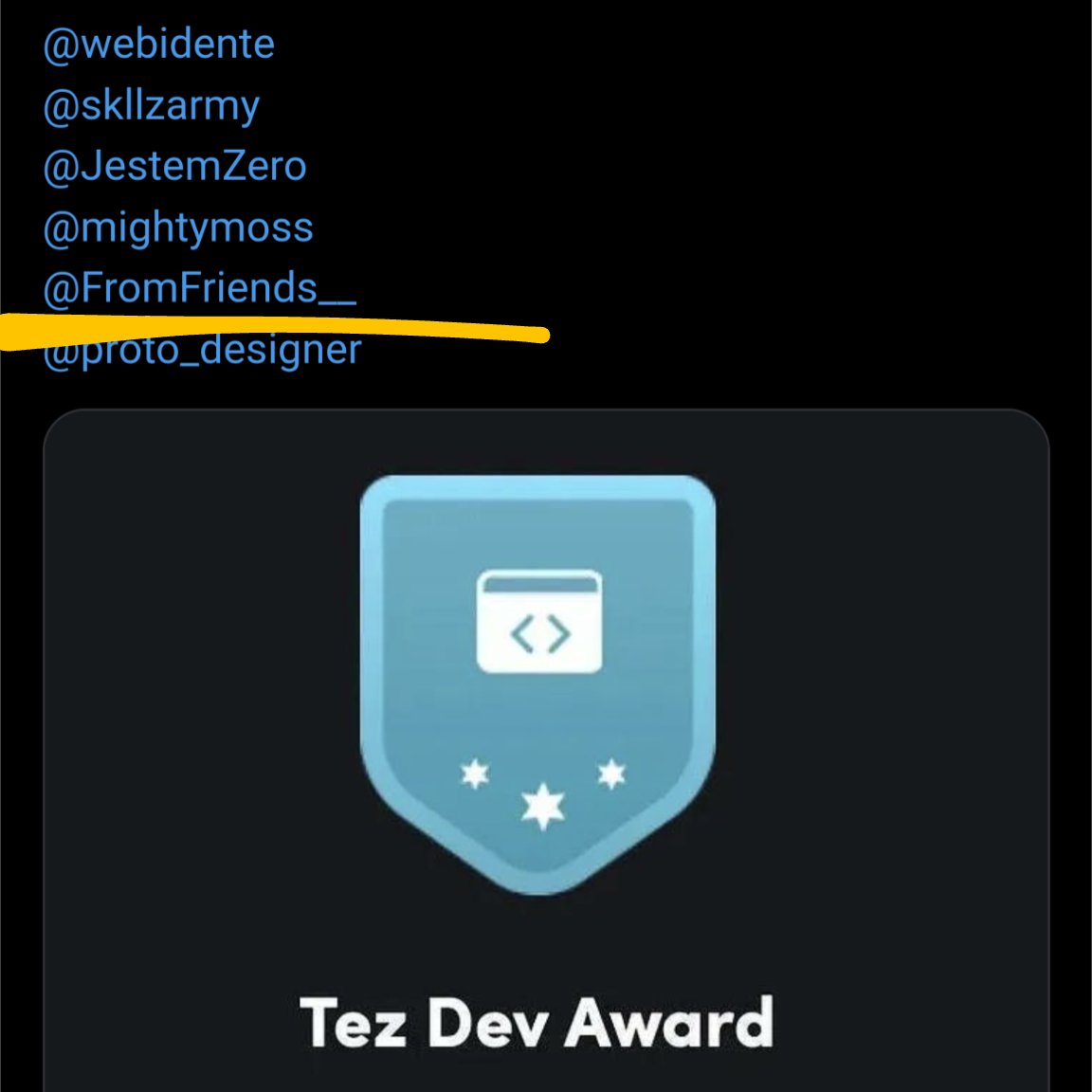 FromFriends™ Studio (@fromfriends__) on Twitter photo We won the @Tezos Dev Award! 🙏🥳
Huge thanks to <a href="/TezosCommons/">Tezos Commons</a> and everyone who nominated us.
It's an honor to be in such great company! 🫶 We won the @Tezos Dev Award! 🙏🥳
Huge thanks to <a href="/TezosCommons/">Tezos Commons</a> and everyone who nominated us.
It's an honor to be in such great company! 🫶