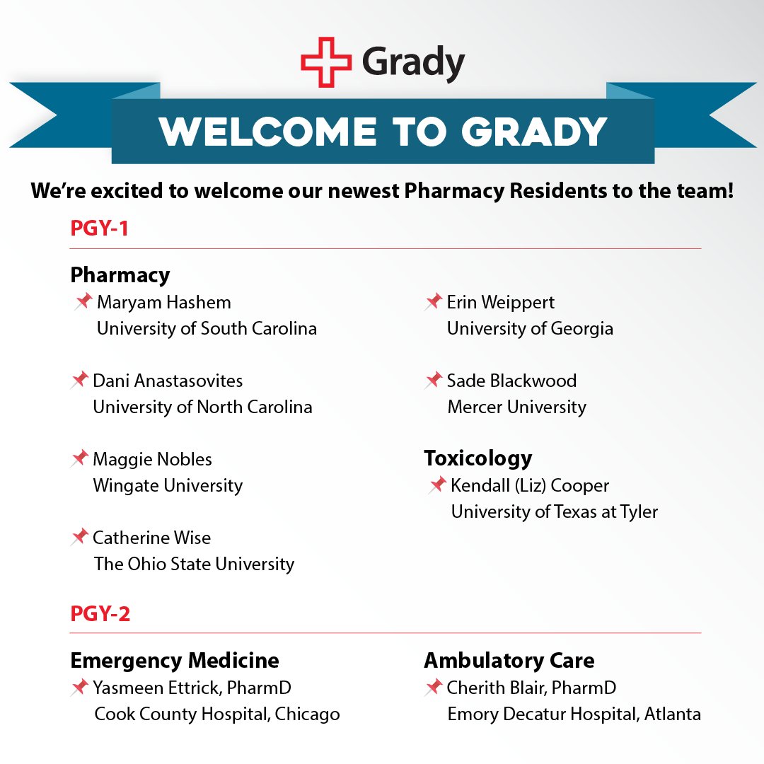 GradyHealth's tweet image. We’re thrilled to welcome our newest talented group of pharmacists to our residency program. 👏💙 #MatchDay2025 #TeamGrady #Match2025 #PharmacyMatchDay #PharmRes