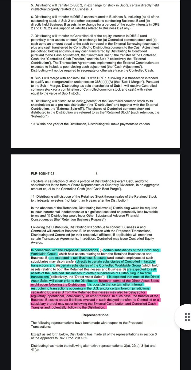 BobbyCat42's tweet photo. IRS PLR 202424004 was released to the public on 6/14/24, ruling was issued on 12/20/23 (Post Bankruptcy) (and i recieved a price update from Webull weirdly that day out of nowhere)), and the IRS was responding to an inquiry from 3/15/23. (Pre Bankruptcy) 

This PLR is addressing a tax-free spin-off or similar transaction under IRC Section 355, possibly relating to $BBBY’s bankruptcy reorganization & post-bankruptcy plan to separate Business B (possibly a viable business unit) from retained businesses (e.g., legacy or distressed operations).

It involves:

Third-Party Debt 

Litigation Obligations 

Establishing one or more trusts to satisfy certain Litigation Obligations (each, a “Settlement Fund") 

Distributing and Controlled SAG 🤣 (separate affiliated group) 

Distributing proposes to undertake the following "Proposed Transactions" 𝙩𝙝𝙚 𝙨𝙩𝙚𝙥𝙨 𝙤𝙛 𝙬𝙝𝙞𝙘𝙝 𝙢𝙖𝙮 𝙤𝙘𝙘𝙪𝙧 𝙞𝙣 𝙖 𝙙𝙞𝙛𝙛𝙚𝙧𝙚𝙣𝙩 𝙤𝙧𝙙𝙚𝙧 𝙩𝙝𝙖𝙣 𝙙𝙚𝙨𝙘𝙧𝙞𝙗𝙚𝙙 𝙗𝙚𝙡𝙤𝙬, 𝙖𝙣𝙙 𝙨𝙤𝙢𝙚 𝙤𝙛 𝙩𝙝𝙚 𝙨𝙩𝙚𝙥𝙨 𝙤𝙛 𝙬𝙝𝙞𝙘𝙝 𝙝𝙖𝙫𝙚 𝙖𝙡𝙧𝙚𝙖𝙙𝙮 𝙗𝙚𝙚𝙣 𝙘𝙤𝙢𝙥𝙡𝙚𝙩𝙚𝙙 🔥

It is expected that most of the Direct Asset Sales will occur prior to the Distribution; however, 𝙨𝙤𝙢𝙚 𝙤𝙛 𝙩𝙝𝙚 𝘿𝙞𝙧𝙚𝙘𝙩 𝘼𝙨𝙨𝙚𝙩 𝙎𝙖𝙡𝙚𝙨 ����𝙞𝙜𝙝𝙩 𝙤𝙘𝙘𝙪𝙧 𝙛𝙤𝙡𝙡𝙤𝙬𝙞𝙣𝙜 𝙩𝙝𝙚 𝘿𝙞𝙨𝙩𝙧𝙞𝙗𝙪𝙩𝙞𝙤𝙣. 💥

It is possible that certain other internal restructuring transactions occurring in the U.S. and/or certain foreign jurisdictions separating Business B from the Retained Businesses 𝙢𝙖𝙮 𝙖𝙡𝙨𝙤 𝙗𝙚 𝙙𝙚𝙡𝙖𝙮𝙚𝙙 𝙛𝙤𝙧 𝙧𝙚𝙜𝙪𝙡𝙖𝙩𝙤𝙧𝙮, 𝙤𝙥𝙚𝙧𝙖𝙩𝙞𝙤𝙣𝙖𝙡, 𝙡𝙤𝙘𝙖𝙡 𝙘𝙤𝙪𝙣𝙩𝙧𝙮, 𝙤𝙧 𝙤𝙩𝙝𝙚𝙧 𝙧𝙚𝙖𝙨𝙤𝙣𝙨. 

𝙄𝙣 𝙨𝙪𝙘𝙝 𝙘𝙖𝙨𝙚, 𝙩𝙝𝙚 𝙩𝙧𝙖𝙣𝙨𝙛𝙚𝙧 𝙤𝙛 𝙩𝙝𝙚 𝘽𝙪𝙨𝙞𝙣𝙚𝙨𝙨 𝘽 𝙖𝙨𝙨𝙚𝙩𝙨 𝙖𝙣𝙙/𝙤𝙧 𝙡𝙞𝙖𝙗𝙞𝙡𝙞𝙩𝙞𝙚𝙨 𝙞𝙣𝙫𝙤𝙡𝙫𝙚𝙙 𝙞𝙣 𝙨𝙪𝙘𝙝 𝙙𝙚𝙡𝙖𝙮𝙚𝙙 𝙩𝙧𝙖𝙣𝙨𝙛𝙚𝙧𝙨 𝙩𝙤 𝘾𝙤𝙣𝙩𝙧𝙤𝙡𝙡𝙚𝙙 𝙤𝙧 𝙖 𝙨𝙪𝙗𝙨𝙞𝙙𝙞𝙖𝙧𝙮 𝙩𝙝𝙚𝙧𝙚𝙤𝙛 𝙢𝙖𝙮 𝙤𝙘𝙘𝙪𝙧 𝙛𝙤𝙡𝙡𝙤𝙬𝙞𝙣𝙜 𝙩𝙝𝙚 𝙀𝙭𝙩𝙚𝙧����𝙖𝙡 𝘾𝙤𝙣𝙩𝙧𝙞𝙗𝙪𝙩𝙞𝙤𝙣 𝙖𝙣𝙙 𝘾𝙤𝙣𝙩𝙧𝙤𝙡𝙡𝙚𝙙 𝘾𝙖𝙨𝙝 𝙏𝙧𝙖𝙣𝙨𝙛𝙚𝙧 𝙖𝙣𝙙, 𝙥𝙤𝙩𝙚𝙣𝙩𝙞𝙖𝙡𝙡𝙮, 𝙛𝙤𝙡𝙡𝙤𝙬𝙞𝙣𝙜 𝙩𝙝𝙚 𝘿𝙞𝙨𝙩𝙧𝙞𝙗𝙪𝙩𝙞𝙤𝙣 🍻

$BBBY 🧸🏴‍☠️