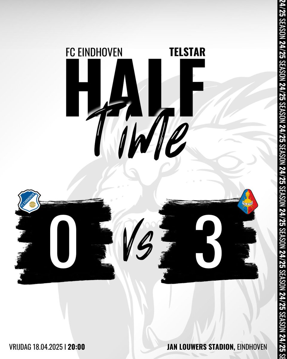 telstar1963nv's tweet photo. RUST | Het staat maarliefst 0-3 bij rust ! Onze Witte Leeuwen domineren de wedstrijd en laten dat ook zien op het scorebord! 

#WitteLeeuwen | #fceTEL https://t.co/z6Tvuq6Btm