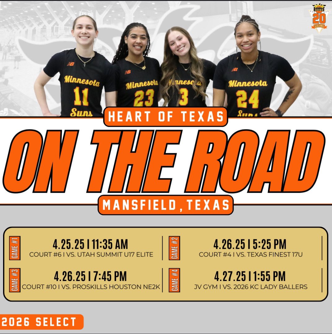 Andrew Pederson (@andrew_pede15) on Twitter photo It's officially time! One week till my girls and I take on Texas! Come check out our squad☀️ <a href="/MNSunsbball/">MNSuns</a> <a href="/CoachD_TCE/">De'Ante M</a> <a href="/PGHMinnesota/">Prep Girls Hoops Minnesota</a> <a href="/JrAllStarMN/">Minnesota Jr. All-Star GBB</a> <a href="/GMacHoops/">Grant McGinnis</a> It's officially time! One week till my girls and I take on Texas! Come check out our squad☀️ <a href="/MNSunsbball/">MNSuns</a> <a href="/CoachD_TCE/">De'Ante M</a> <a href="/PGHMinnesota/">Prep Girls Hoops Minnesota</a> <a href="/JrAllStarMN/">Minnesota Jr. All-Star GBB</a> <a href="/GMacHoops/">Grant McGinnis</a>