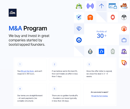 Looking to sell your software business or partner with an experienced group of entrepreneurs to help grow your business?

Check out our M&amp;A Program - awesomemotive.com/ma-program/