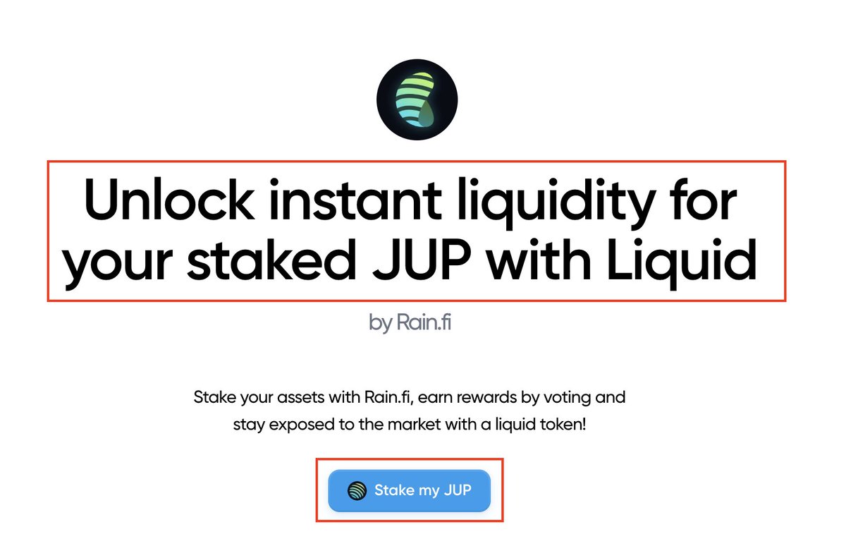 Huge update on <a href="/JupiterExchange/">Jupiter (🐱, 🐐)</a> X <a href="/RainFi_/">Rain.fi 💧</a> 🪐💧

You Can Now :

+ Liquid stake your $JUP
+ Borrow USDC/SOL against your $stJUP
+ Earn ASR Rewards
+ Voting Power.

Here's how you can do it. 🧵👇
