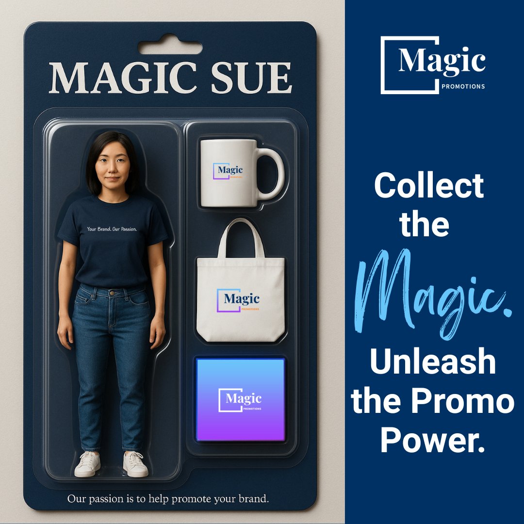 MagicPromoInc's tweet photo. Trending now: The Magic Sue Collectible just dropped!
She’s got the merch, the mindset, and the magic touch to boost any brand. 💁♀️✨
Because who needs superheroes when you’ve got promo power?
#NowTrending #MagicSue #PromoQueen #MagicPromotions https://t.co/t1ivgaF6hd