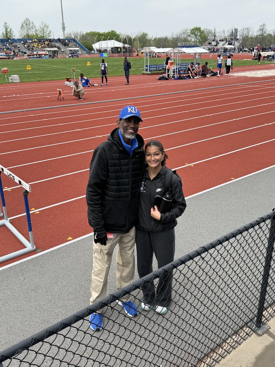 LSHSTigersTandF's tweet photo. KU Relays- Alexa Binkley broke her own record twice in the girls triple jump this afternoon! 
She placed second with a jump of 12.30m! 
Way to go, Alexa!!!! @KU_Relays https://t.co/UPK6L27uY5