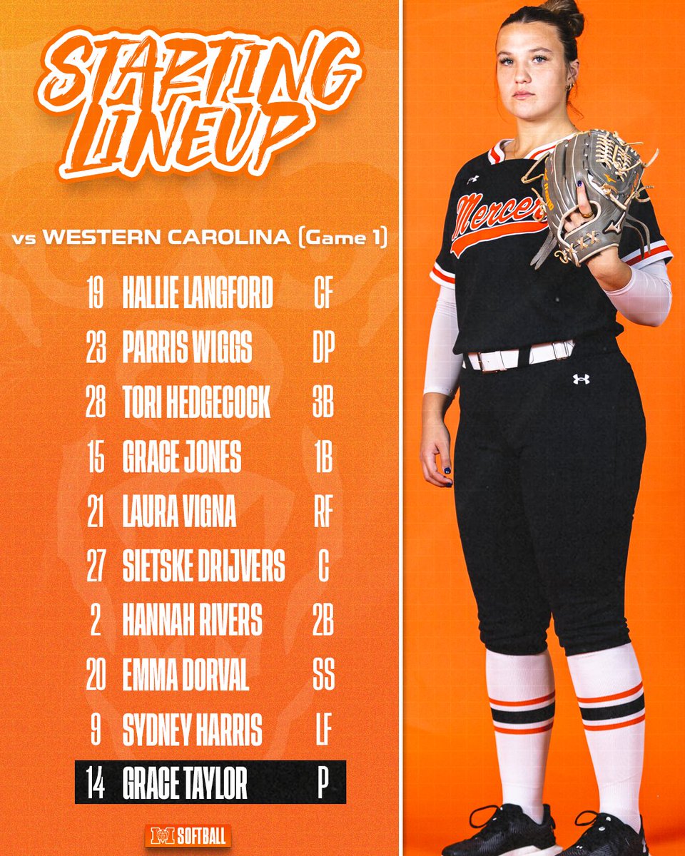 MercerUSoftball's tweet photo. Just more than an hour away from first pitch of today's key @SoConSports doubleheader with Western Carolina.

Here is how the Bears will come out against the Catamounts in Game 1.

#RoarTogether 🐻 https://t.co/UVwxDkPEKd