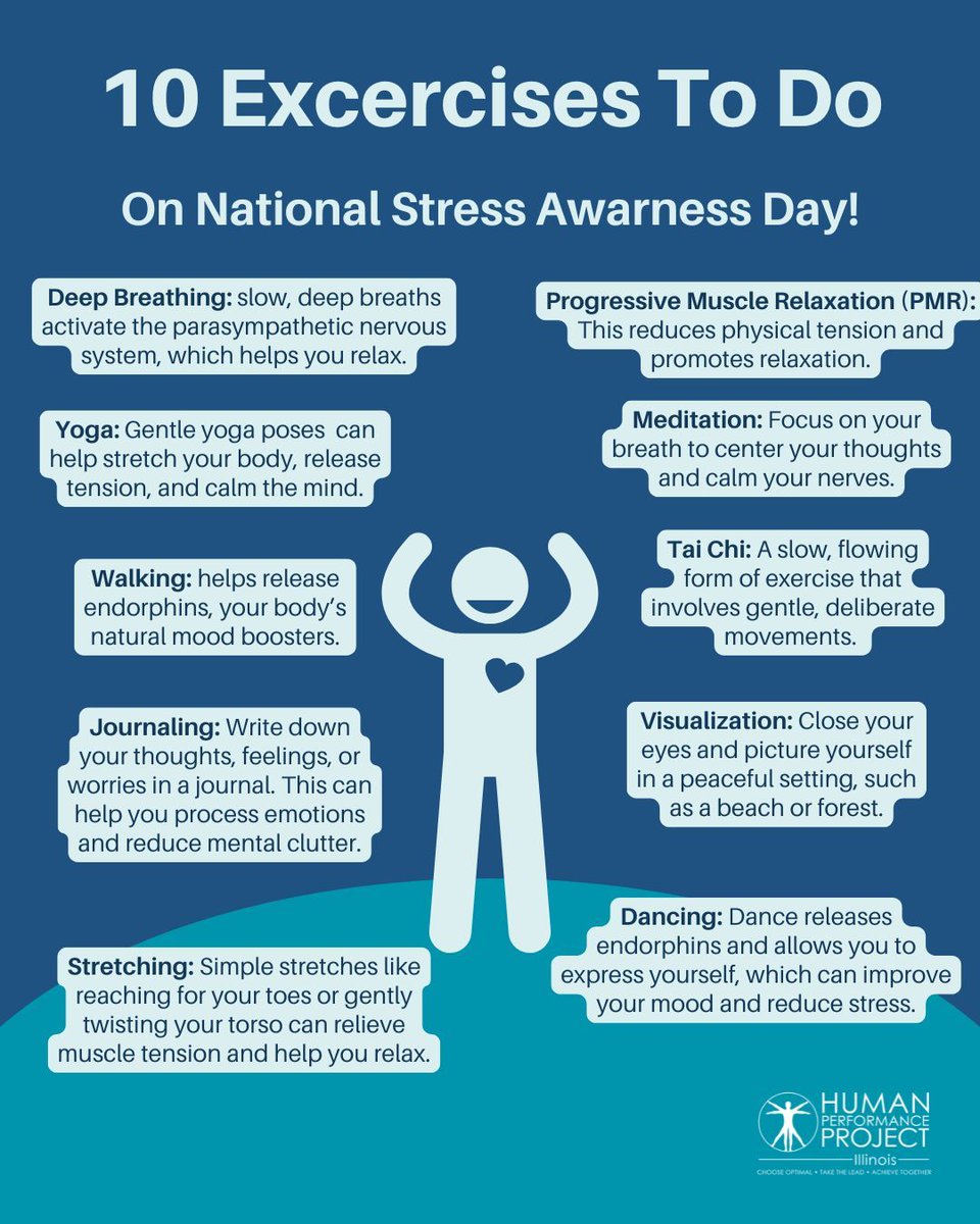 IL_HPP's tweet image. Feeling stressed? Take a breather and get moving! 🏃‍♂️💪 Exercise is a powerful way to reduce stress, boost your mood, and clear your mind. Whether it&apos;s a quick walk, a yoga session, or a run, find what works for you and let the stress melt away! #StressRelief #ExerciseForTheMind…