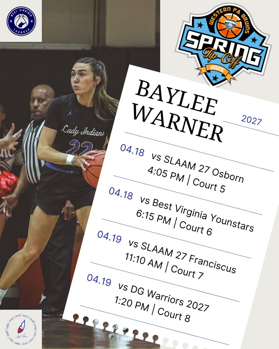 Montgomery County Lady Indians Basketball (@mchsladyhoops) on Twitter photo 2️⃣0️⃣2️⃣7️⃣ <a href="/baylee_warner1/">Baylee Warner</a> is in action this weekend at the Western PA Bruins Spring Tip-Off. 2️⃣0️⃣2️⃣7️⃣ <a href="/baylee_warner1/">Baylee Warner</a> is in action this weekend at the Western PA Bruins Spring Tip-Off.