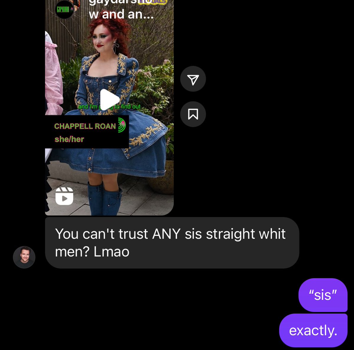 gaydar episode with chappell roan just dropped and my literal ONLY straight, cis, white, friend that’s a man swiped up… 😭😭😭