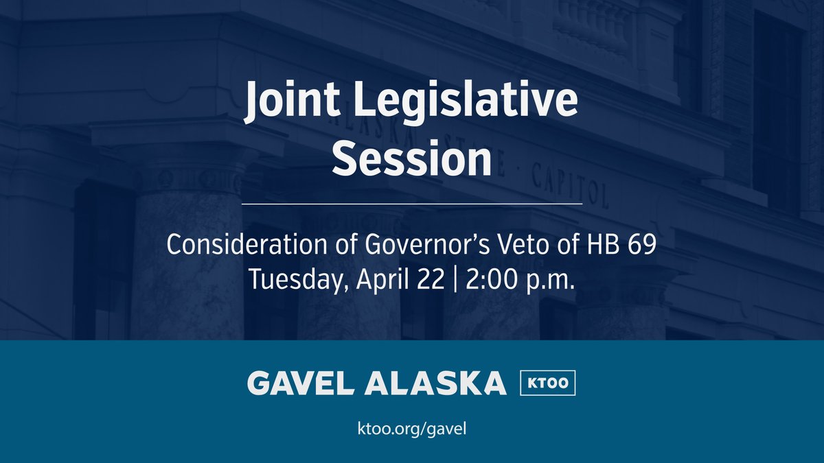 The House has invited the Senate to a joint session to vote on overriding the governor's veto of HB 69, the education funding bill recently passed by the legislature. #akleg