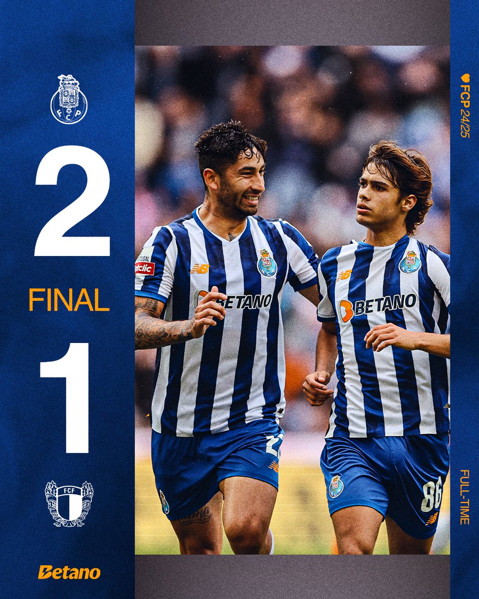 FCPorto's tweet photo. ⏱Final de Jogo / End of the match / Final del Partido

🔵⚪FC Porto 2-1 FC Famalicão
⚽Rodrigo Mora (20' e 57')

#FCPFCF https://t.co/sozVpwD2Bd