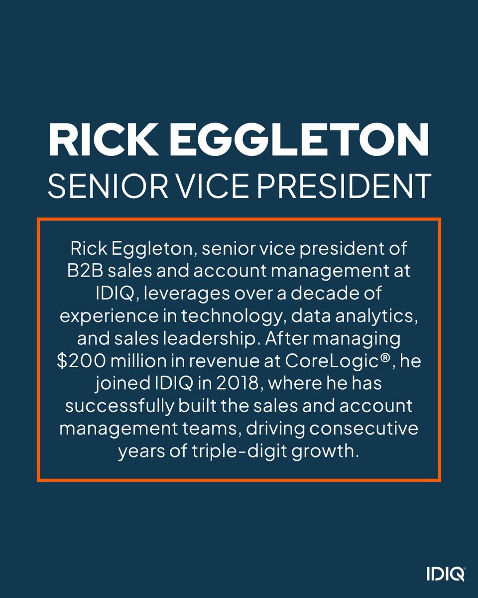 🔸 Meet Rick Eggleton, IDIQ SVP of B2B Sales and Account Management

Learn more about Rick and IDIQ: pulse.ly/gnkvwusrhk