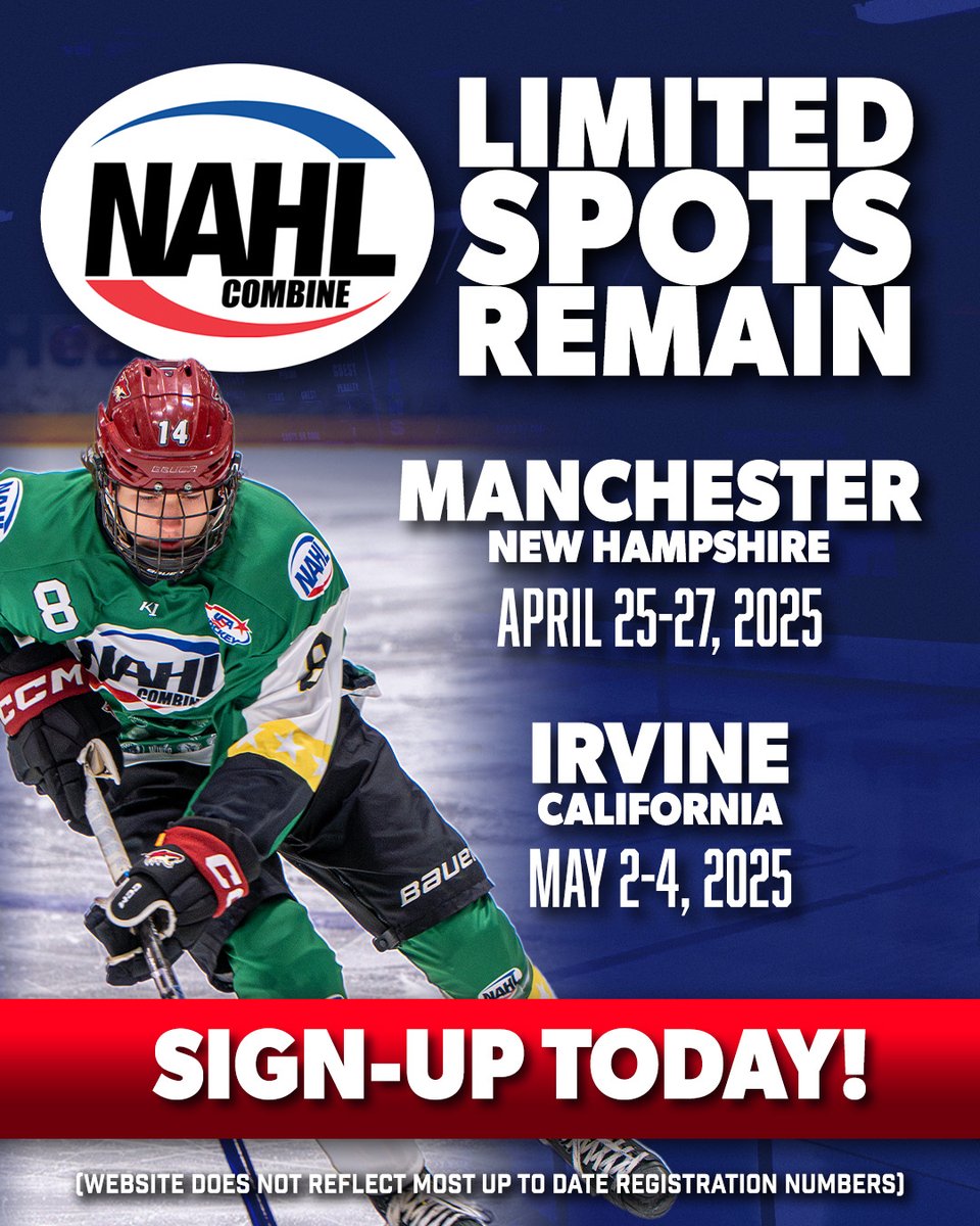 nhmountainkings's tweet image. 🚨NAHL COMBINE🚨

There are limited spots remaining for the NAHL combine hosted by us April 25-27th 🏒

Click the link below to sign up 👇👇👇
nahl.com/combines/2425/…