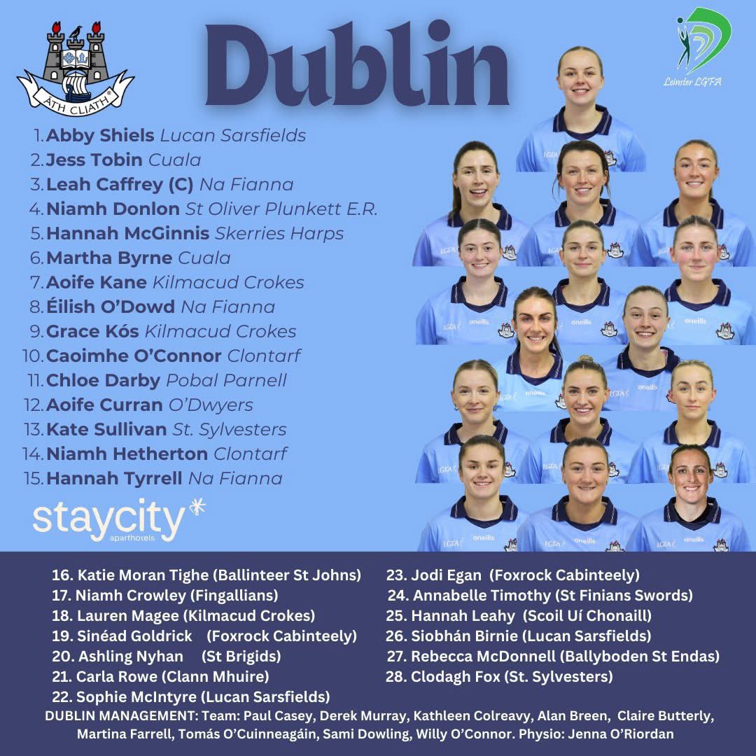 Leinster LGFA (@leinsterlgfa) on Twitter photo The <a href="/meathladiesMLGF/">Meath LGFA</a> and <a href="/dublinladiesg/">DublinLGFA</a> teams for tomorrow's TG4 Leinster LGFA Senior Champ opening round (Páirc Tailteann, 2pm)
What do you think of our new look graphics? 😍
🎟️: tinyurl.com/yfy2z5j7
📺: page.inplayer.com/leinsterlgfa/i…
Best of luck to both teams!
#ProperFan The <a href="/meathladiesMLGF/">Meath LGFA</a> and <a href="/dublinladiesg/">DublinLGFA</a> teams for tomorrow's TG4 Leinster LGFA Senior Champ opening round (Páirc Tailteann, 2pm)
What do you think of our new look graphics? 😍
🎟️: tinyurl.com/yfy2z5j7
📺: page.inplayer.com/leinsterlgfa/i…
Best of luck to both teams!
#ProperFan