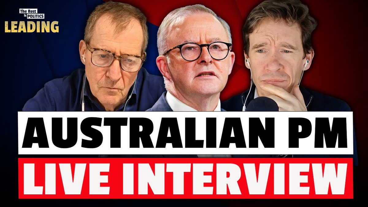 The Rest Is Politics (@restispolitics) on Twitter photo 🚨LIVE INTERVIEW ALERT🚨
Set your alarms bright and early tomorrow as <a href="/campbellclaret/">ALASTAIR CAMPBELL</a> and <a href="/RoryStewartUK/">Rory Stewart</a> are joined by Australian PM <a href="/AlboMP/">Anthony Albanese</a> to discuss escalating tensions in the Pacific and his upcoming election.
⏰ 9AM UK Time / 18:00 AEST
See you there ! 🚨LIVE INTERVIEW ALERT🚨
Set your alarms bright and early tomorrow as <a href="/campbellclaret/">ALASTAIR CAMPBELL</a> and <a href="/RoryStewartUK/">Rory Stewart</a> are joined by Australian PM <a href="/AlboMP/">Anthony Albanese</a> to discuss escalating tensions in the Pacific and his upcoming election.
⏰ 9AM UK Time / 18:00 AEST
See you there !