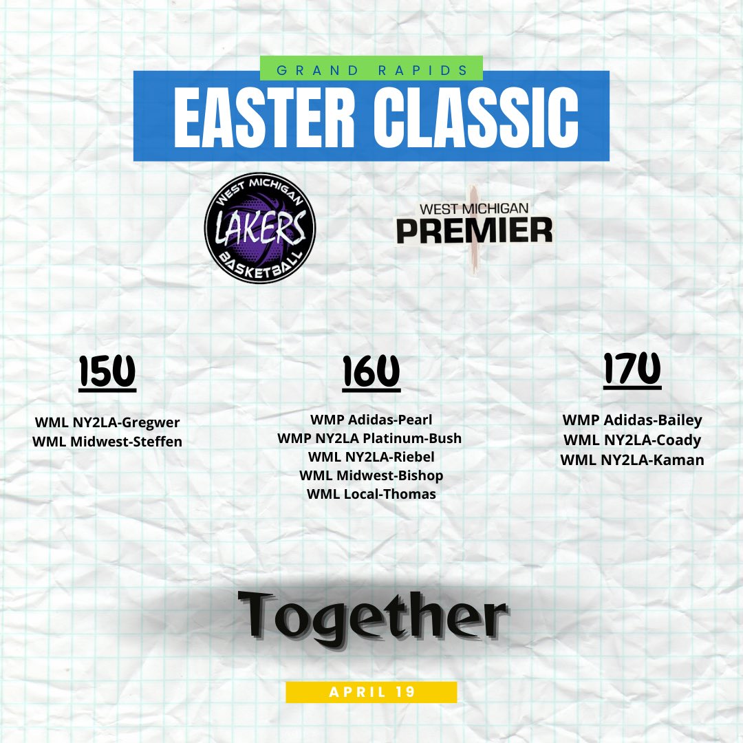 wmlakersbball's tweet photo. Looking forward to celebrating Easter weekend #together on Saturday with a bunch of our teams in the Easter Jam!
#LakersTogether https://t.co/4Kfh61bf1G