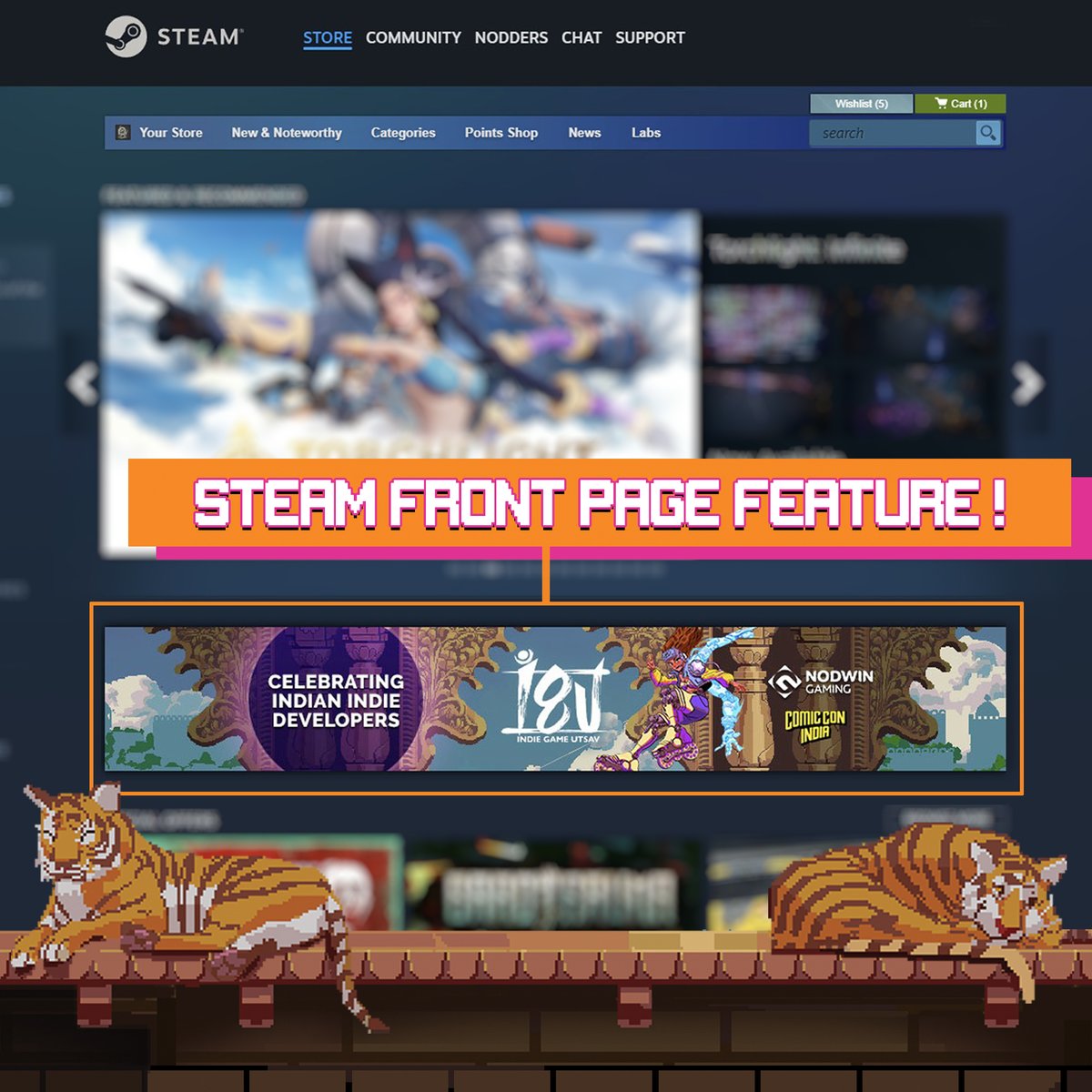 HUGE! 🚨

The Comic Con India x Indie Game Utsav Steam Sale is now featured on the Steam homepage! 🔥

119 incredible games made in 🇮🇳 are getting the spotlight they deserve.

Thanks <a href="/steam_games/">Steam</a> , <a href="/NodwinGaming/">NODWIN Gaming</a>  &amp; <a href="/games_heads/">Nodding Heads Games</a> <a href="/ComicConIndia/">Comic Con India</a> 

#MadeInIndiaGames #IGU2025