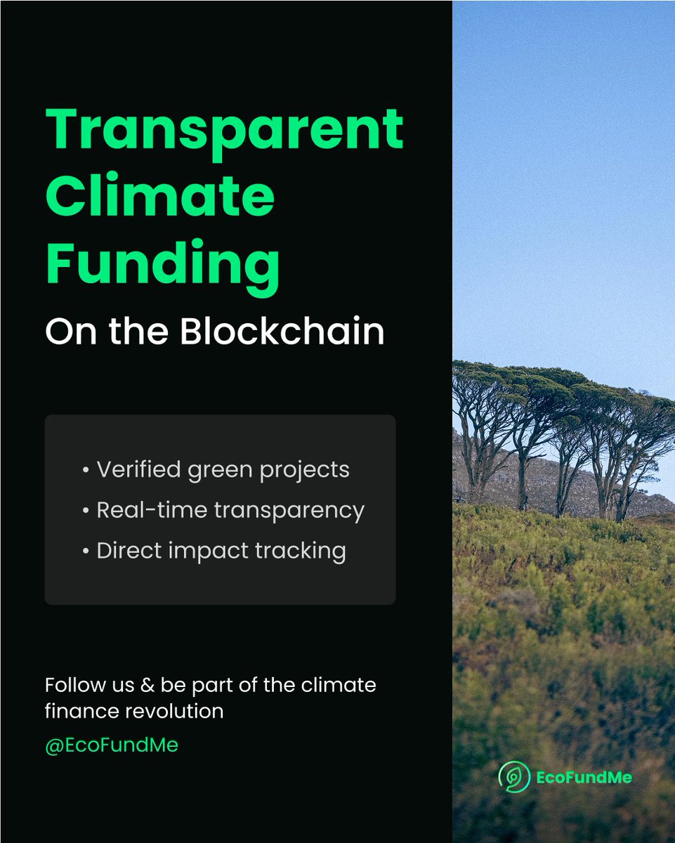 EcoFundMe (@ecofundme) on Twitter photo We’re still building EcoFundMe and we’d love your input.
A climate finance platform for verified green projects.
🪴Real impact.
🪴Transparent giving.
🪴Built by the community.
📧 info@ecofundme.com
#EcoFundMe #ClimateFinance #GreenAfrica #ClimateAction We’re still building EcoFundMe and we’d love your input.
A climate finance platform for verified green projects.
🪴Real impact.
🪴Transparent giving.
🪴Built by the community.
📧 info@ecofundme.com
#EcoFundMe #ClimateFinance #GreenAfrica #ClimateAction