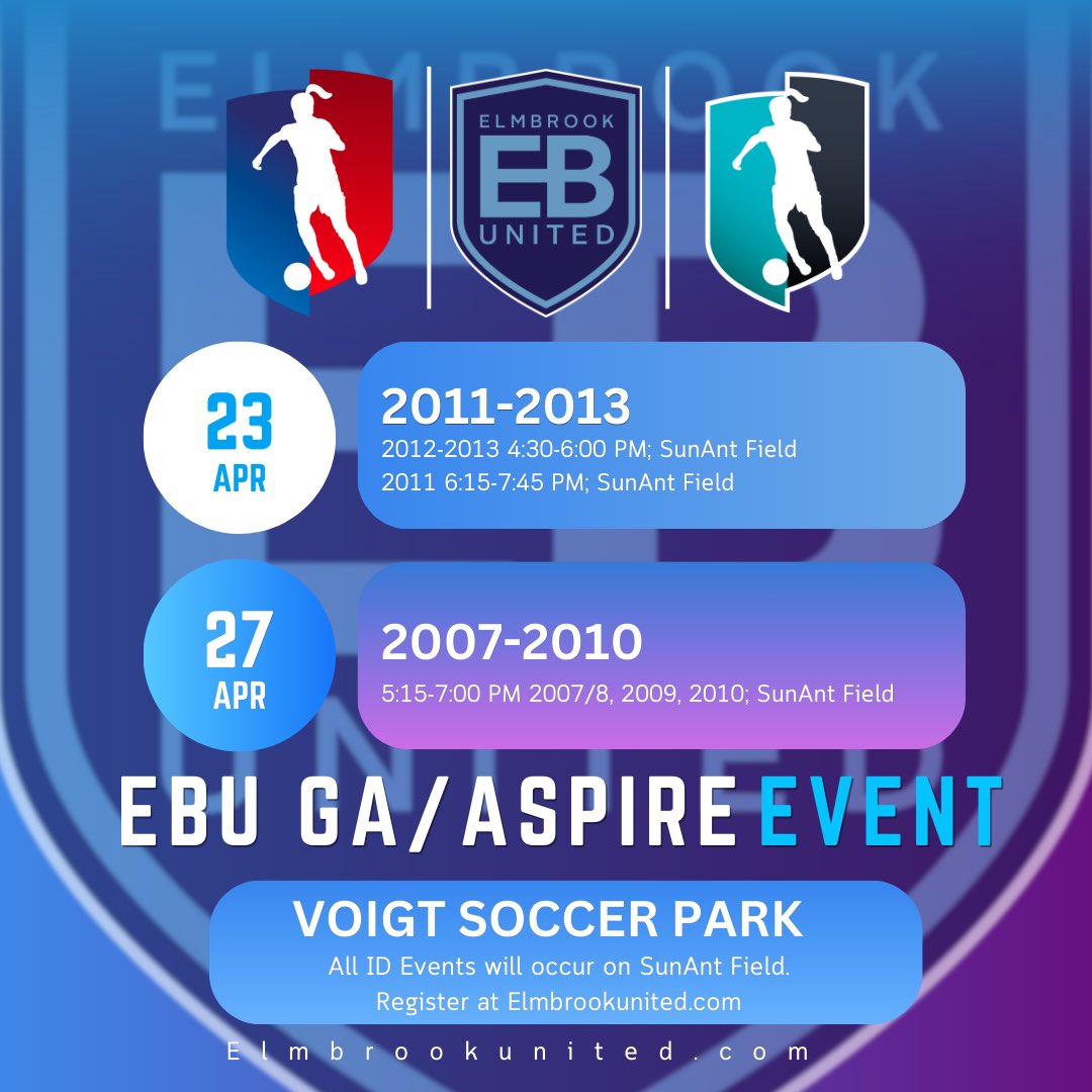 Reminder regarding EBU’s upcoming GA and GA Aspire ID events. Come and see what Elmbrook United is all about! Register at ElmbrookUnited.com