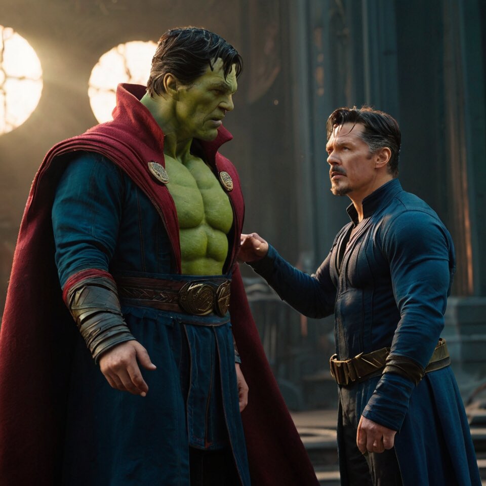 Davodato's tweet photo. Doctor strange and Hulk

#HULK,#Doctorstrange,#cosplay,#Comic,#AIart,#AI,#wallpaper,#superhero,#Superhelden https://t.co/1AdGXlAPgW