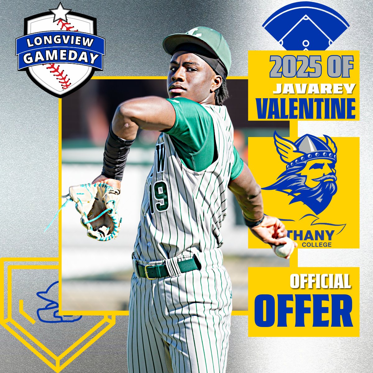 Longview Gameday (@longviewgameday) on Twitter photo JV is on the board with his first offer to play baseball at the next level! Senior OF Javarey Valentine picks up an offer from <a href="/bethanynews/">Bethany College KS</a>
<a href="/coachyoung_BC/">coach young</a>
<a href="/BethanySwedes/">Bethany Swedes</a>
<a href="/vareyonTOP/">Javarey Valentine CO 25’</a>
<a href="/SwedesBaseball/">Bethany Swedes Baseball</a> JV is on the board with his first offer to play baseball at the next level! Senior OF Javarey Valentine picks up an offer from <a href="/bethanynews/">Bethany College KS</a>
<a href="/coachyoung_BC/">coach young</a>
<a href="/BethanySwedes/">Bethany Swedes</a>
<a href="/vareyonTOP/">Javarey Valentine CO 25’</a>
<a href="/SwedesBaseball/">Bethany Swedes Baseball</a>